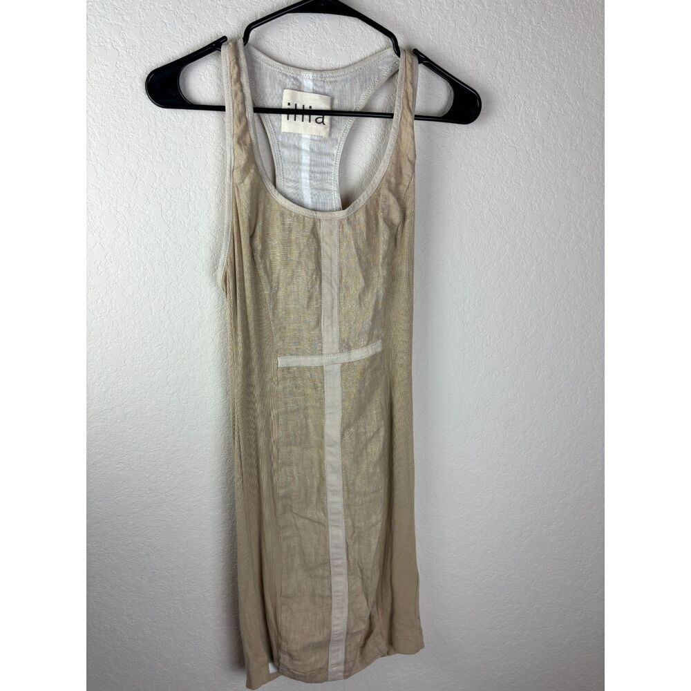 Illia Tan Modal Linen Genuine Leather Blend Mini Bodycon Dress Size 2